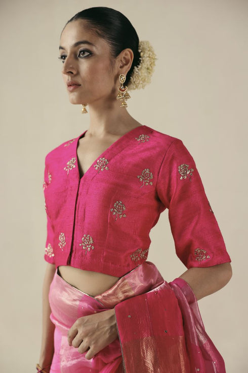Amber fuchsia sari with blouse