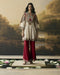 Amber ivory contrast paisley flared short kurta with bell bottom pants