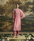Amber pink cutwork and beadwork kurta with narrow pants
