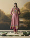 Amber pink floral medley flared kurta with narrow pants