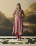 Amber pink floral medley flared kurta with narrow pants