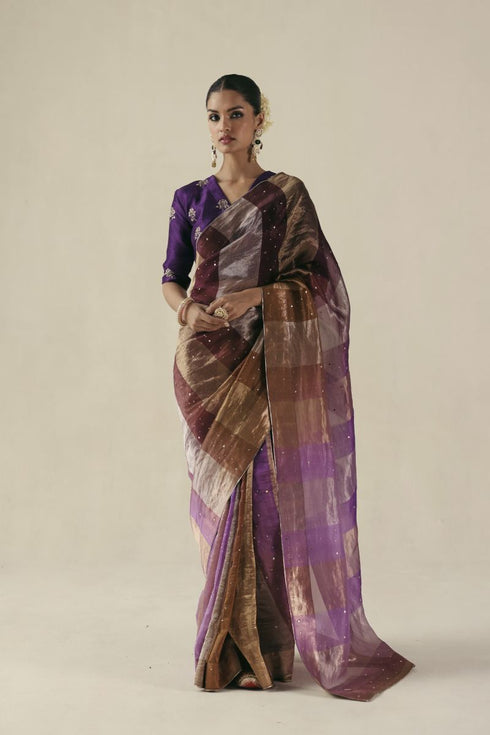 Amber purple sari with blouse