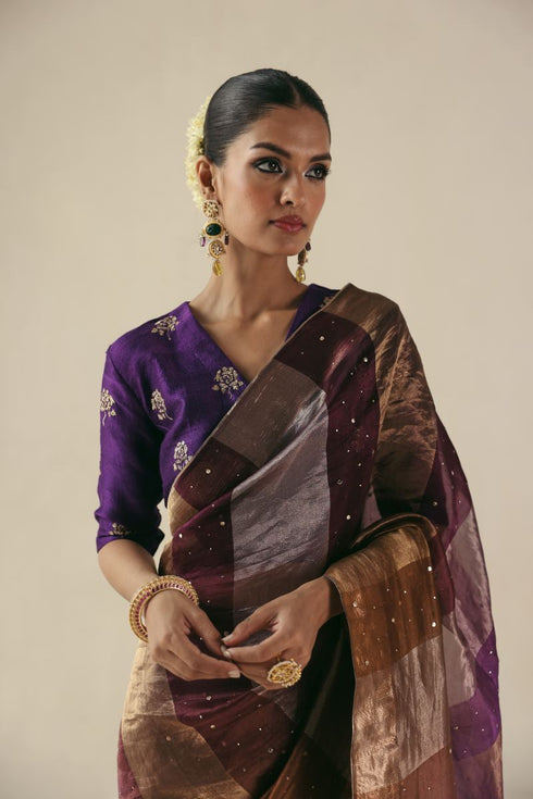 Amber purple sari with blouse