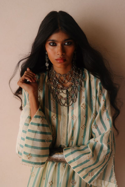 Ambi blue stripe kurta set