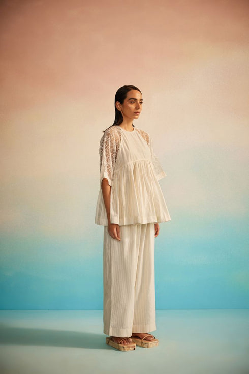 Ami Jaal ivory raglan top