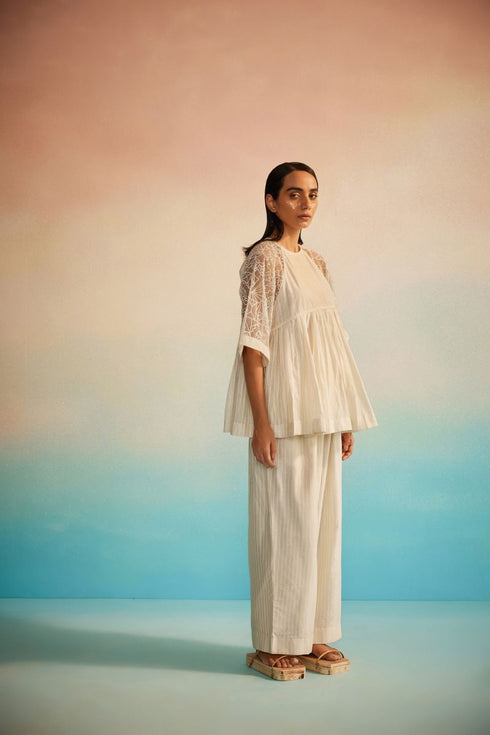 Ami Jaal ivory raglan top set