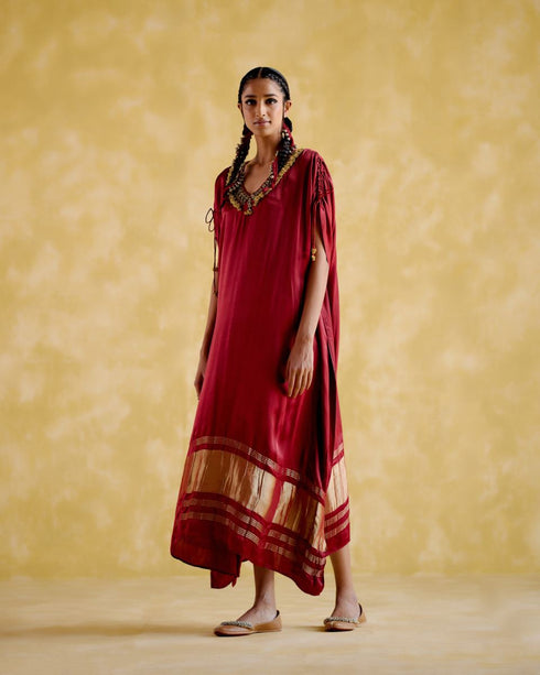 Amor maroon kaftan dress