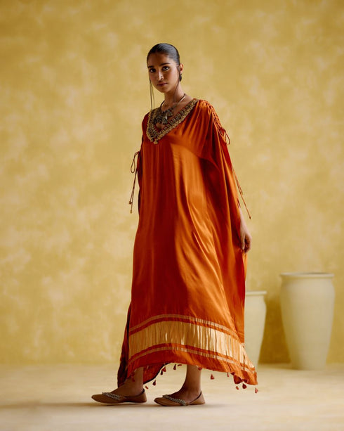 Amor orange kaftan dress
