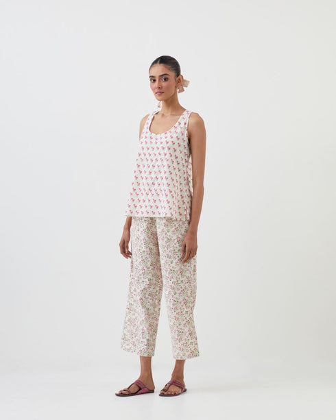 Amrita pink printed short top with pants