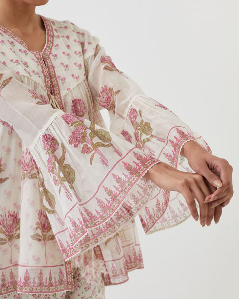 Amrita pink printed short top with pants