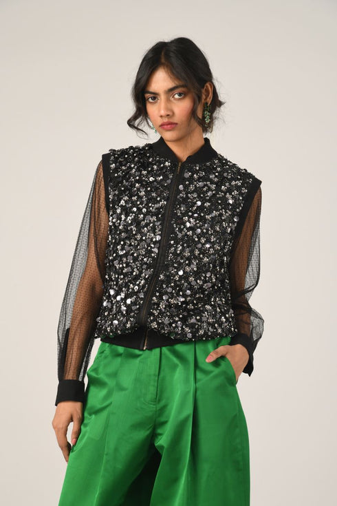 Andra green straight pleated pants