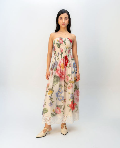 Apricot veil dress