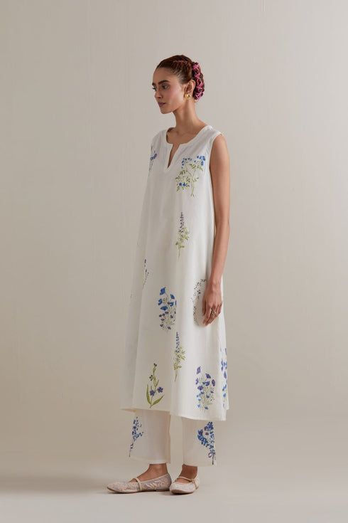 Aranya blue and green A-line kurta set