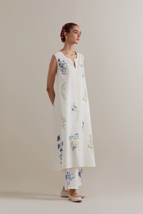 Aranya blue and green A-line kurta set