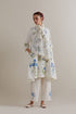 Aranya blue and green printed A-line short kurta set