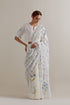 Aranya blue and green printed chanderi sari set