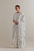 Aranya blue and green printed chanderi sari set