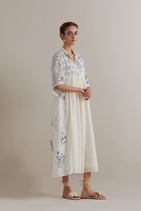 Aranya blue and green printed dress