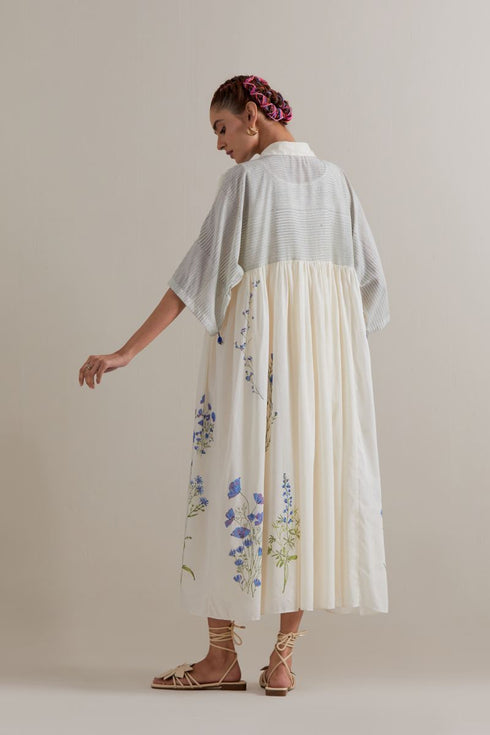 Aranya blue and green printed dress
