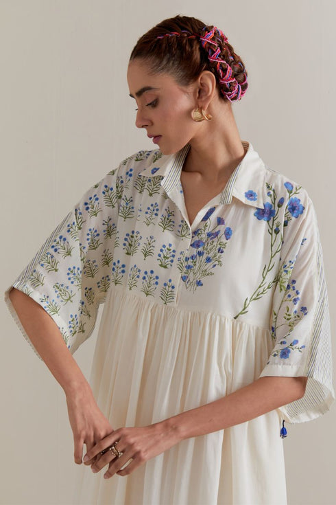 Aranya blue and green printed dress