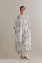 Aranya blue and green printed kaftan set