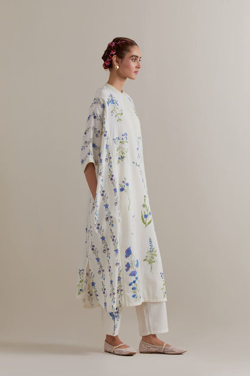 Aranya blue and green printed kaftan set