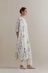 Aranya blue and green printed kaftan set