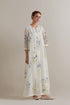 Aranya blue and green printed single tiered kurta set