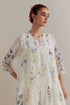 Aranya blue and green printed three-tiered kurta set