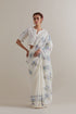 Aranya blue and green printed with polka dots sari set