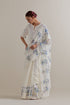 Aranya blue and green printed with polka dots sari set