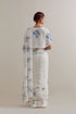 Aranya blue and green printed with polka dots sari set