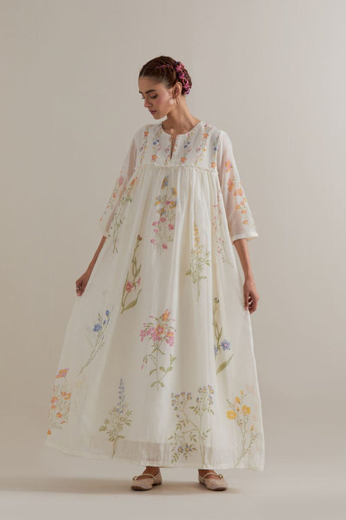 Aranya mulit-color printed single tiered kurta set
