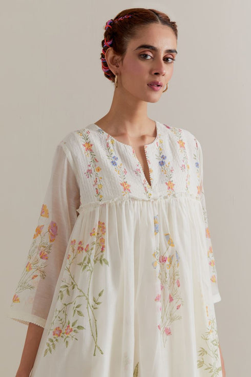 Aranya mulit-color printed single tiered kurta set