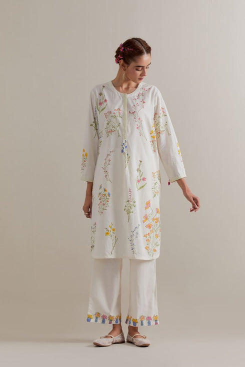 Aranya multi-color printed straight short kurta set