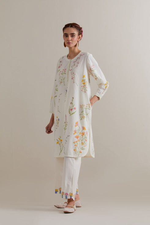 Aranya multi-color printed straight short kurta set