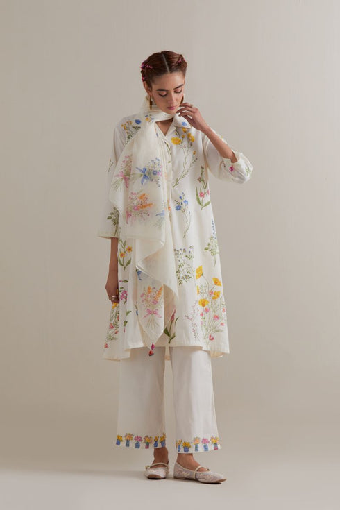 Aranya multi color printed A-line short kurta set