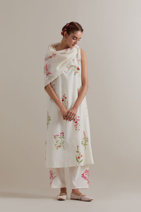 Aranya pink and green A-line kurta set