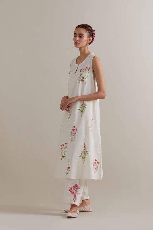 Aranya pink and green A-line kurta set