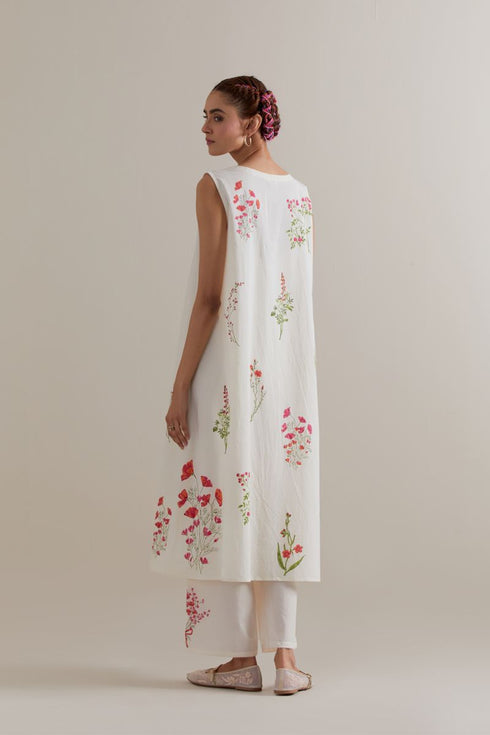 Aranya pink and green A-line kurta set