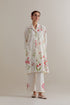 Aranya pink and green printed A-line short kurta set