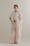 Aranya pink and green printed chanderi sari set