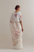 Aranya pink and green printed chanderi sari set