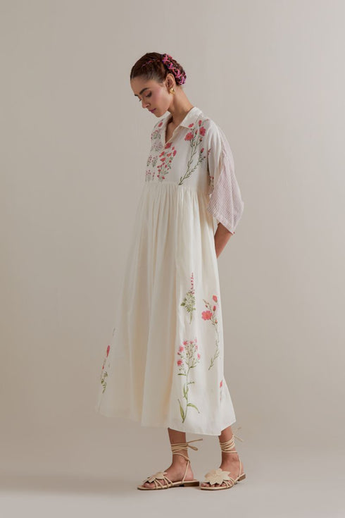 Aranya pink and green printed dress