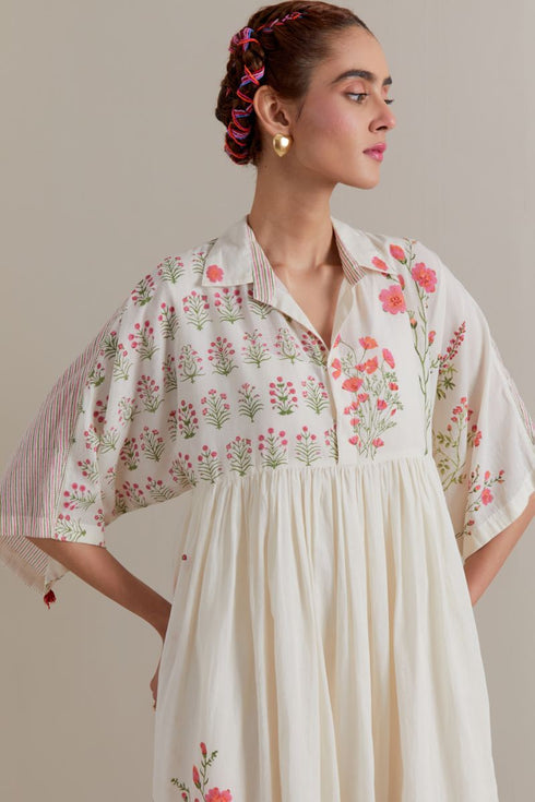 Aranya pink and green printed dress