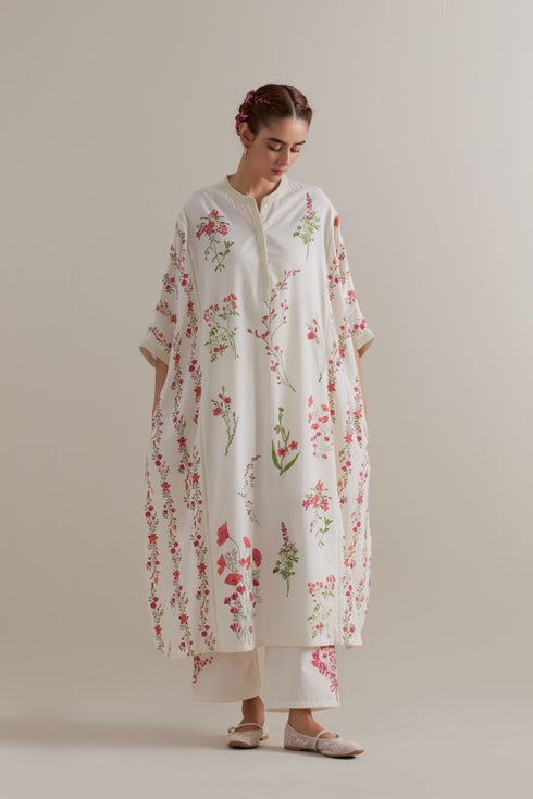 Aranya pink and green printed kaftan set