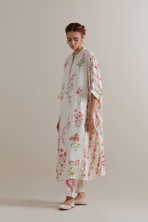 Aranya pink and green printed kaftan set