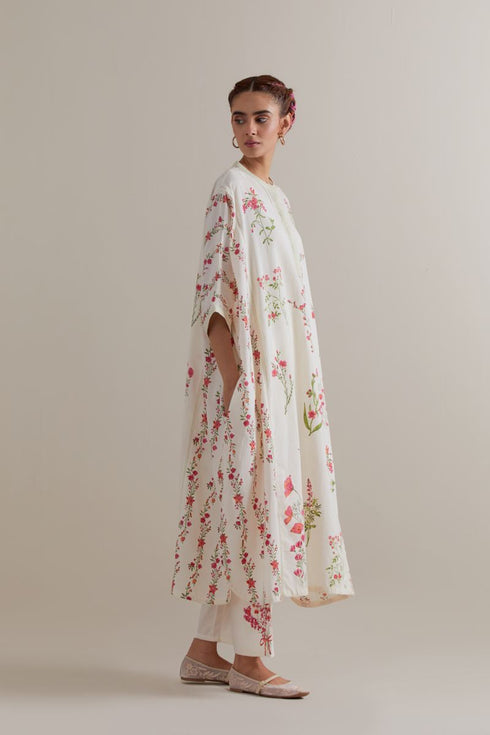 Aranya pink and green printed kaftan set