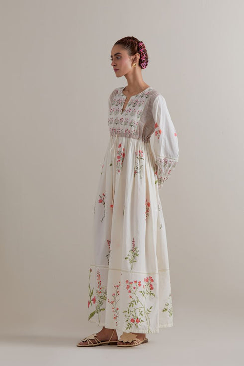 Aranya pink and green printed long dress