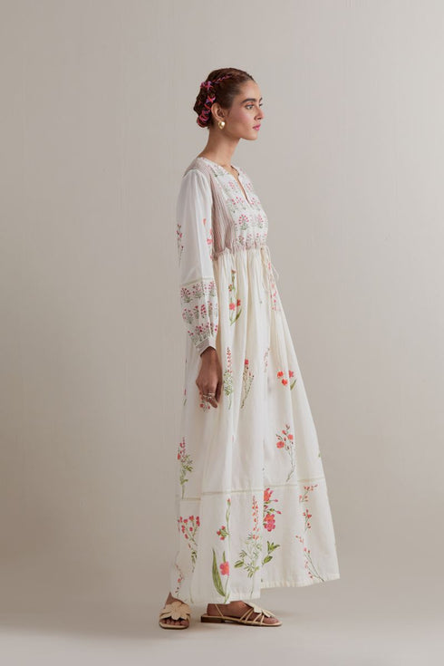 Aranya pink and green printed long dress
